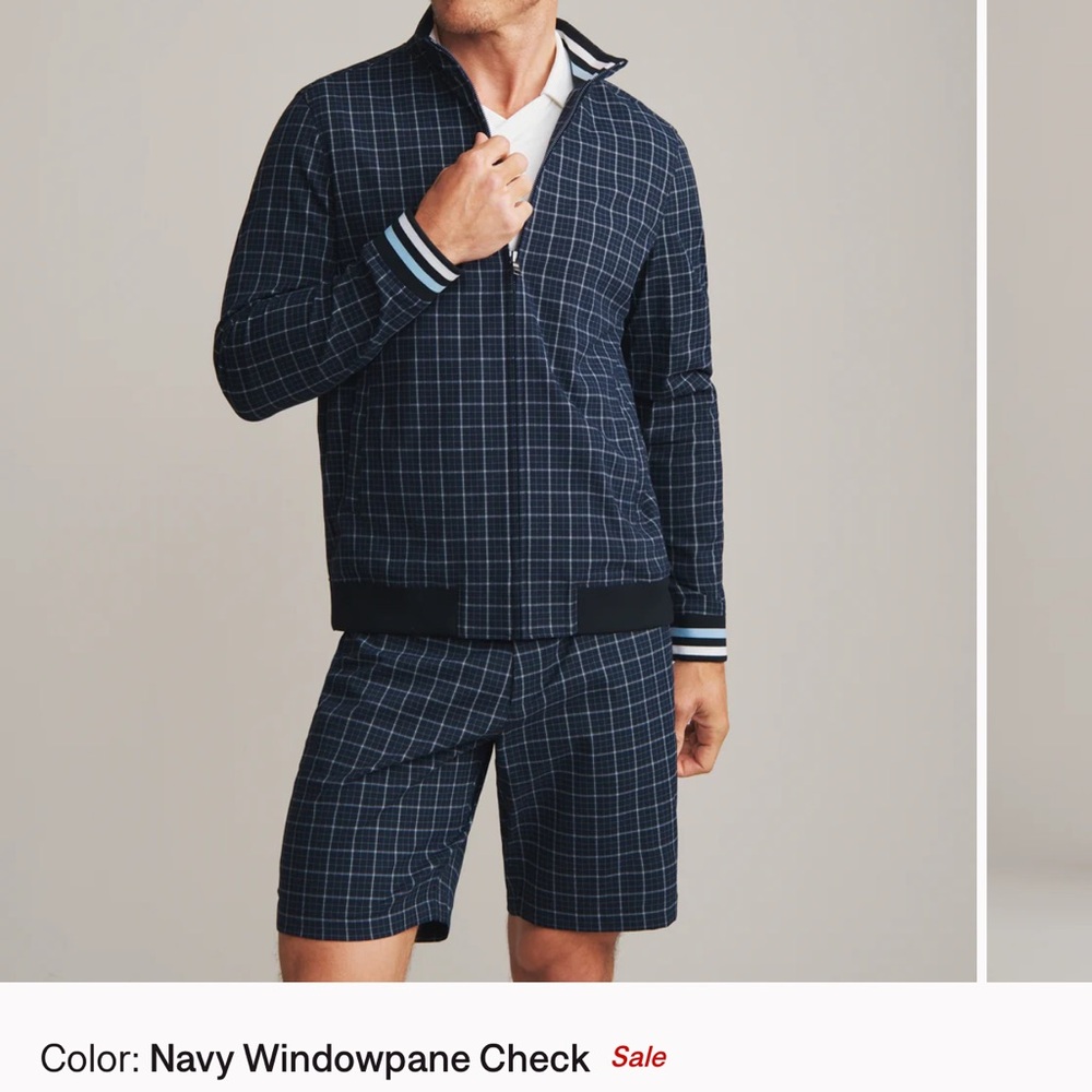 Rhone Dune Golf Jacket - Navy Windowpane Check